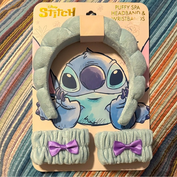 Disney | Hair | Disney Stitch Blue And Purple Spa Set Headband Wrist ...